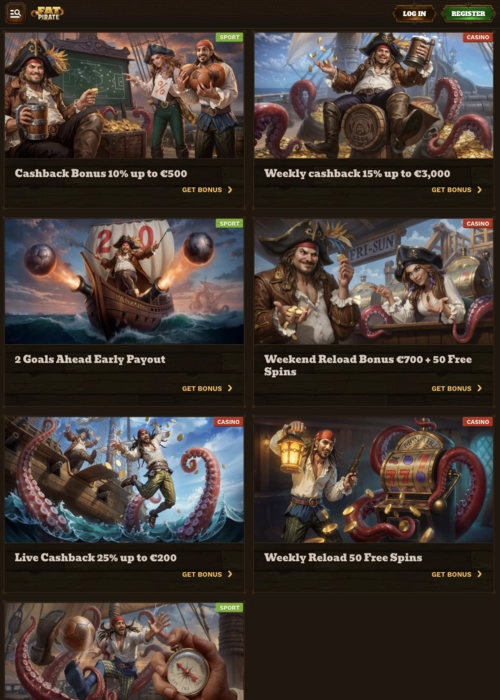 Exclusieve bonus beloningen collectie Fat Pirate Casino