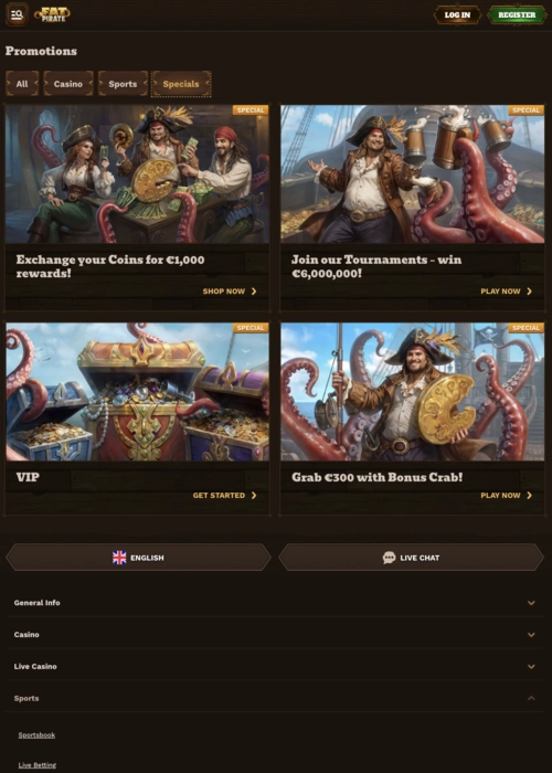 Geen storting gratis bonus Fat Pirate Casino